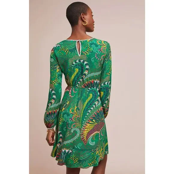 Maeve Anthropologie Green Printed Janis Dress - Picture 3 of 6